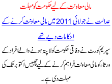 Mali Muawnat K Liay Hakoomat Ko Mohlat