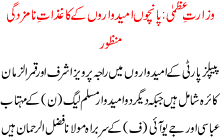Wazarat E Uzma 5 Umeedwaron K Kaghzaat Ki Namzadge Manzoor