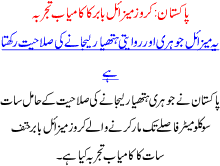 Pakistan Successfully Test Fires Hatf-vii