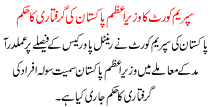 Supreme Court Ka Wazer E Aazam Ki Griftari Ka Hukam