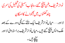 Nawaz Sharif Watan Puhanch E Punjab Assembly Aaj Tehleel Hone Ka Amkan