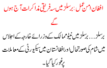 Afghan Peace :today Three Days Discussion Will Start In Bursell