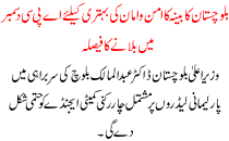 Balochistan Kabina Decided To Apc Called For The Peace Of Balochistan