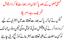 The Role Of India And Pakistan After Mumbai Attacks Is Appreciateable Said American Representative