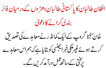Afghan Talban Ka Pakistani Talban Dharo K Darmian Fire Bandi Krane Ka Dawa