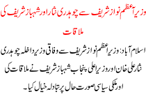 Shahbaz Sharif Chaudhry Nisar Meeting With Prime Minister