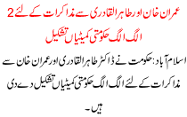 Imran Khan And Qadri To Negotiate With Two Separate State Committees