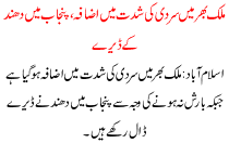 Nationwide Increase In Intensity Of Cold