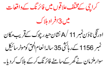 Firing In Different Areas Of Karachi 3 People Killed