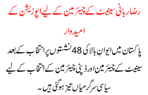 Raza Rabbani, Chairman Of The Senate Candidate Of The Opposition