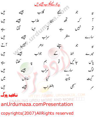Urdu Poem of Naheed Wirk