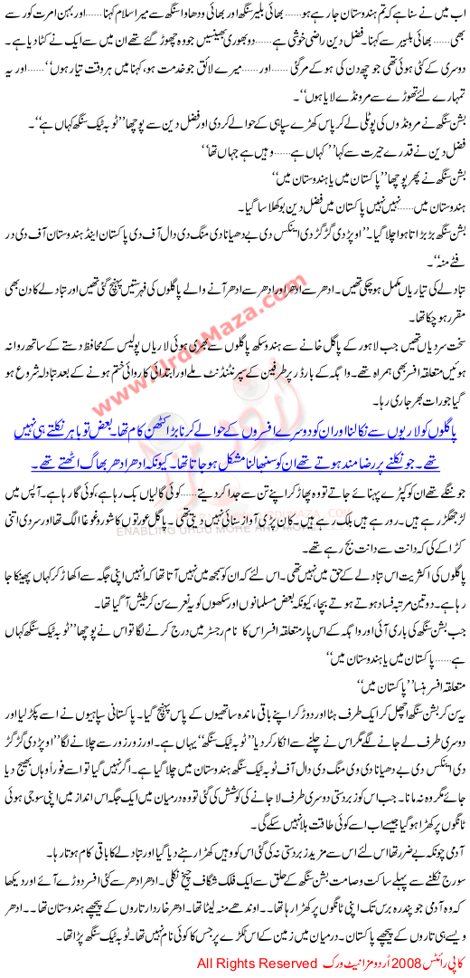 Toba Tek Singh Novel By Saadat Hussain Manto