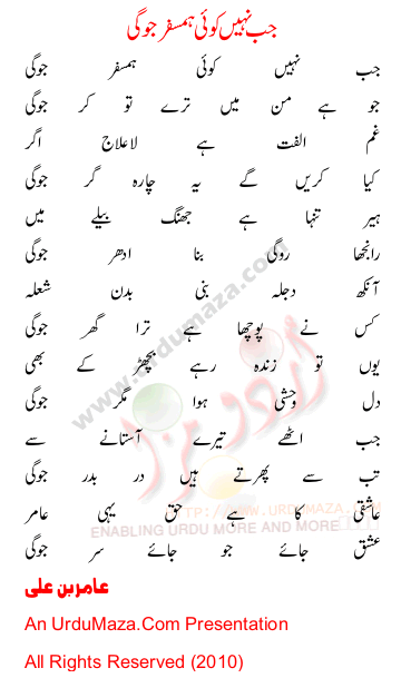 Urdu Poem of Aamir Bin Ali