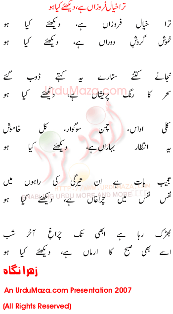 Urdu Poem of Zohra Nigah