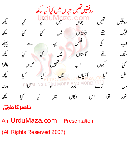 Urdu Poem of Nasir Kazmi
